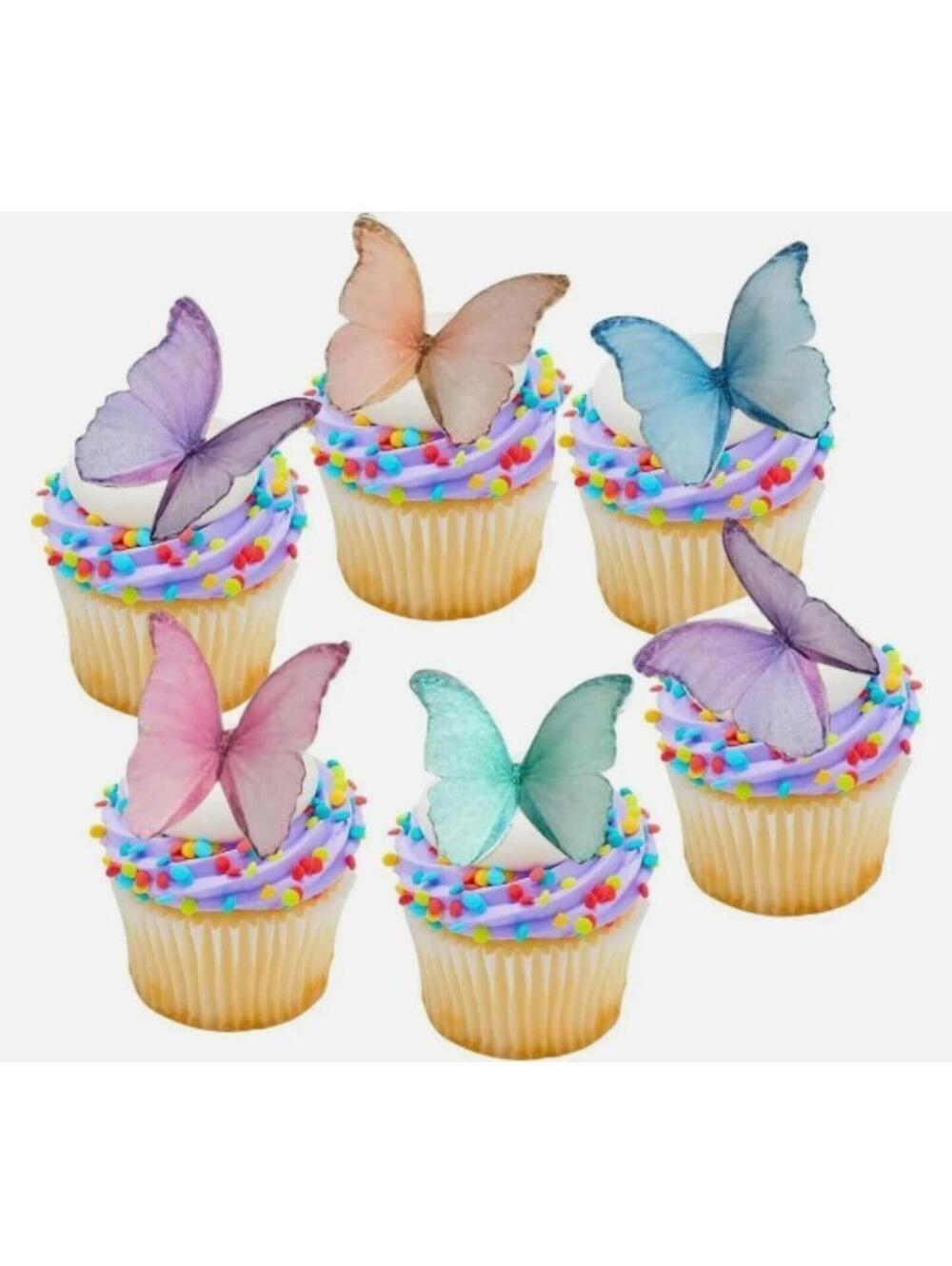 NEW SEALED 48Pcs Edible Butterflies Cake Decorating Wafer Paper Mix Pastel Color